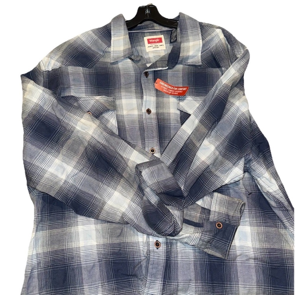 Wrangler Men's Blue Plaid Long Sleeve Shirt Size 2XL